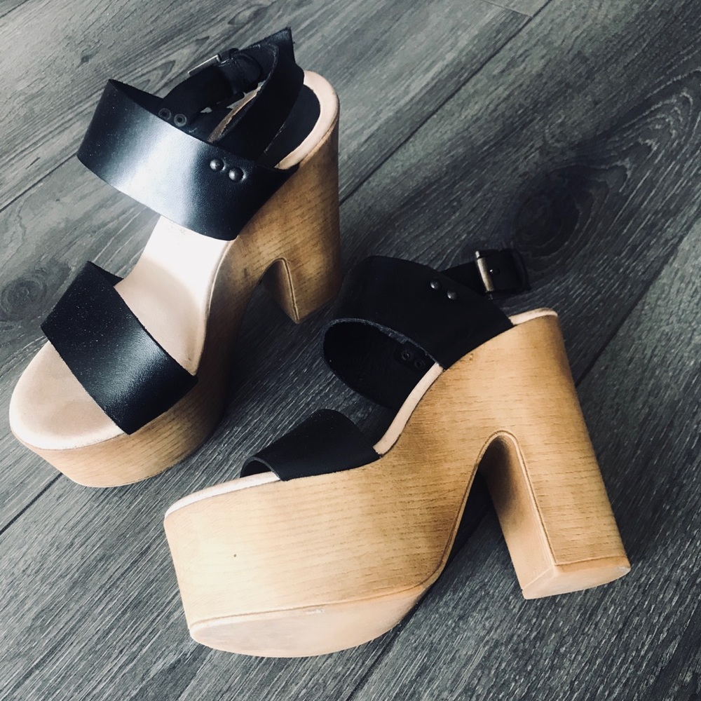 Chunky black sandal heels